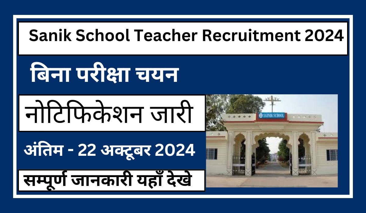 Sanik School Teacher Recruitment 2024